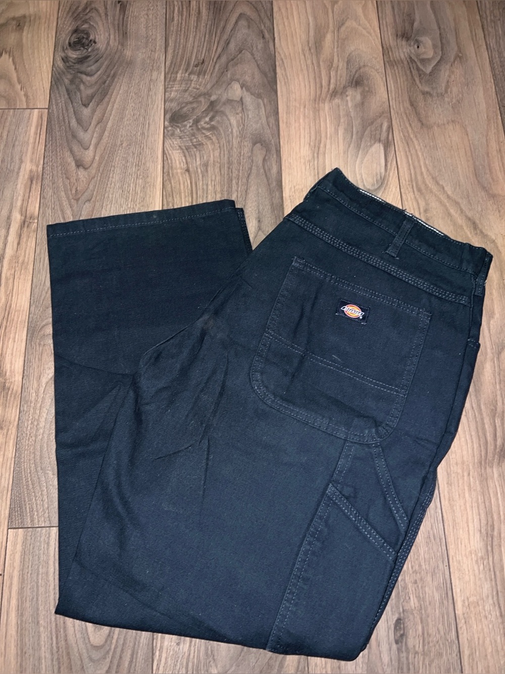 Dickies Navy Black Work Pants with White Stitching